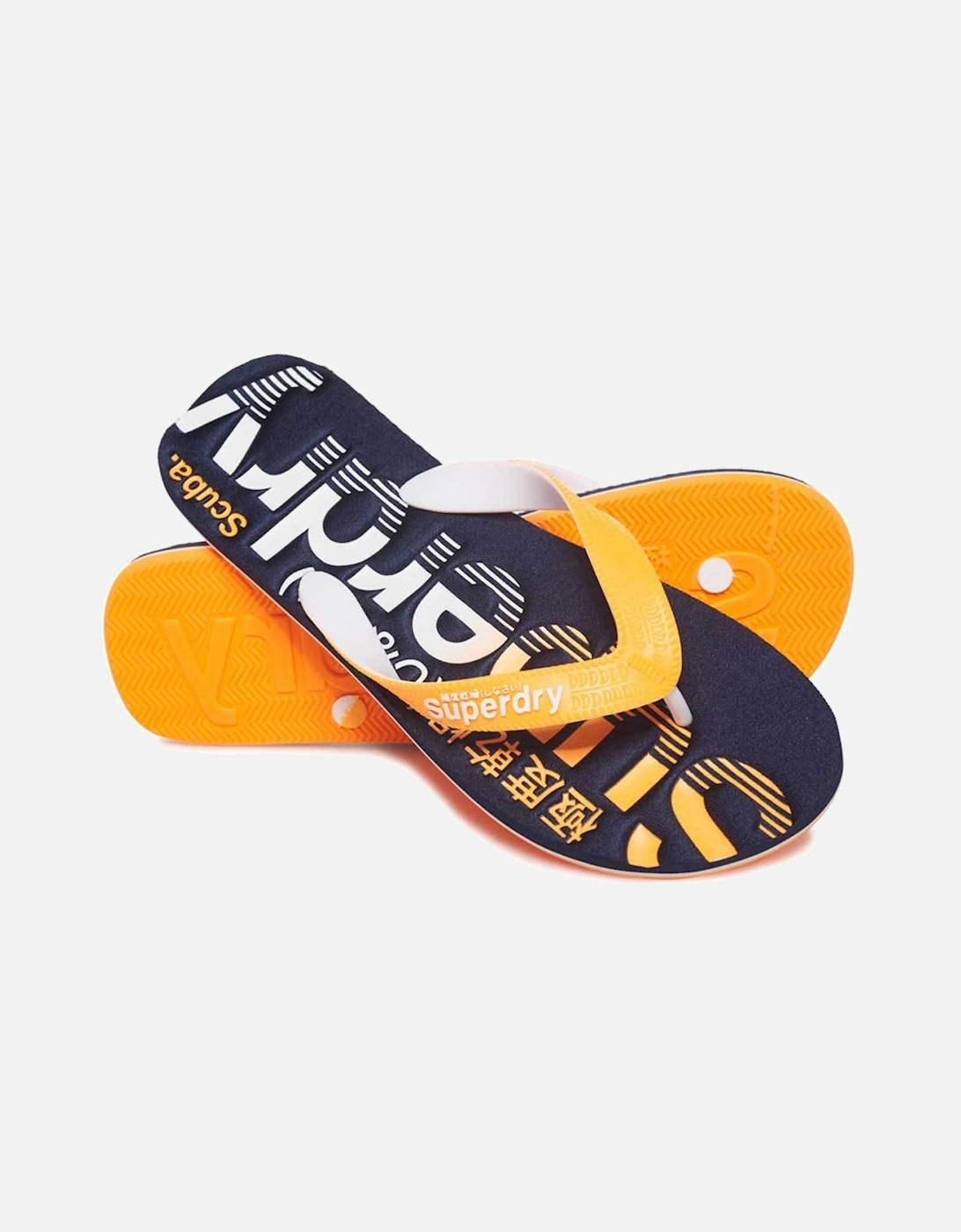 Men's Superdry Scuba Logo Faded Flip Flops Dark - Navy / Fluro Orange - Blue/Dark (Shade)/Navy- [Size: S only]