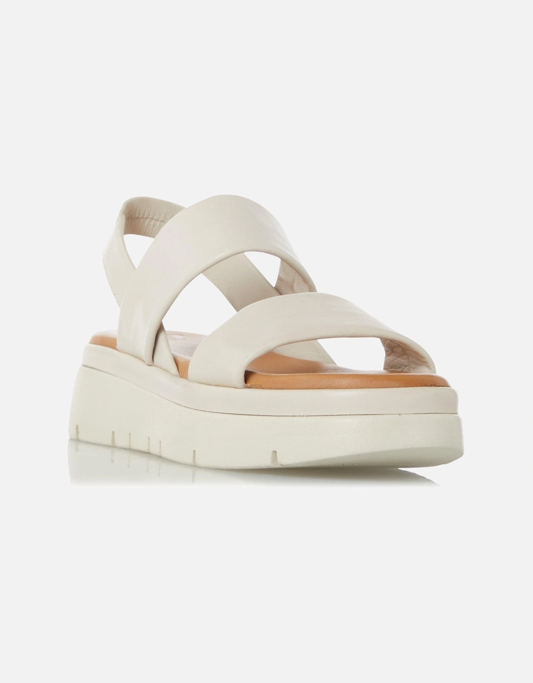 Women's Dune Ladies LOCATION Padded Flatform Sandals - Cream - Size: 7