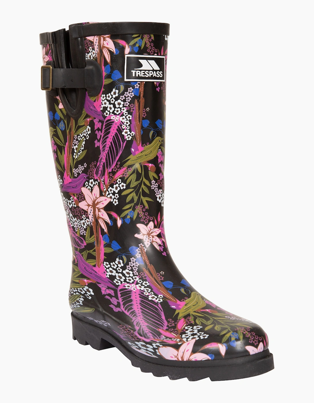 Women's Trespass Womens/Ladies Elena Floral Wellington Boots - Black Green Print - Size: 8