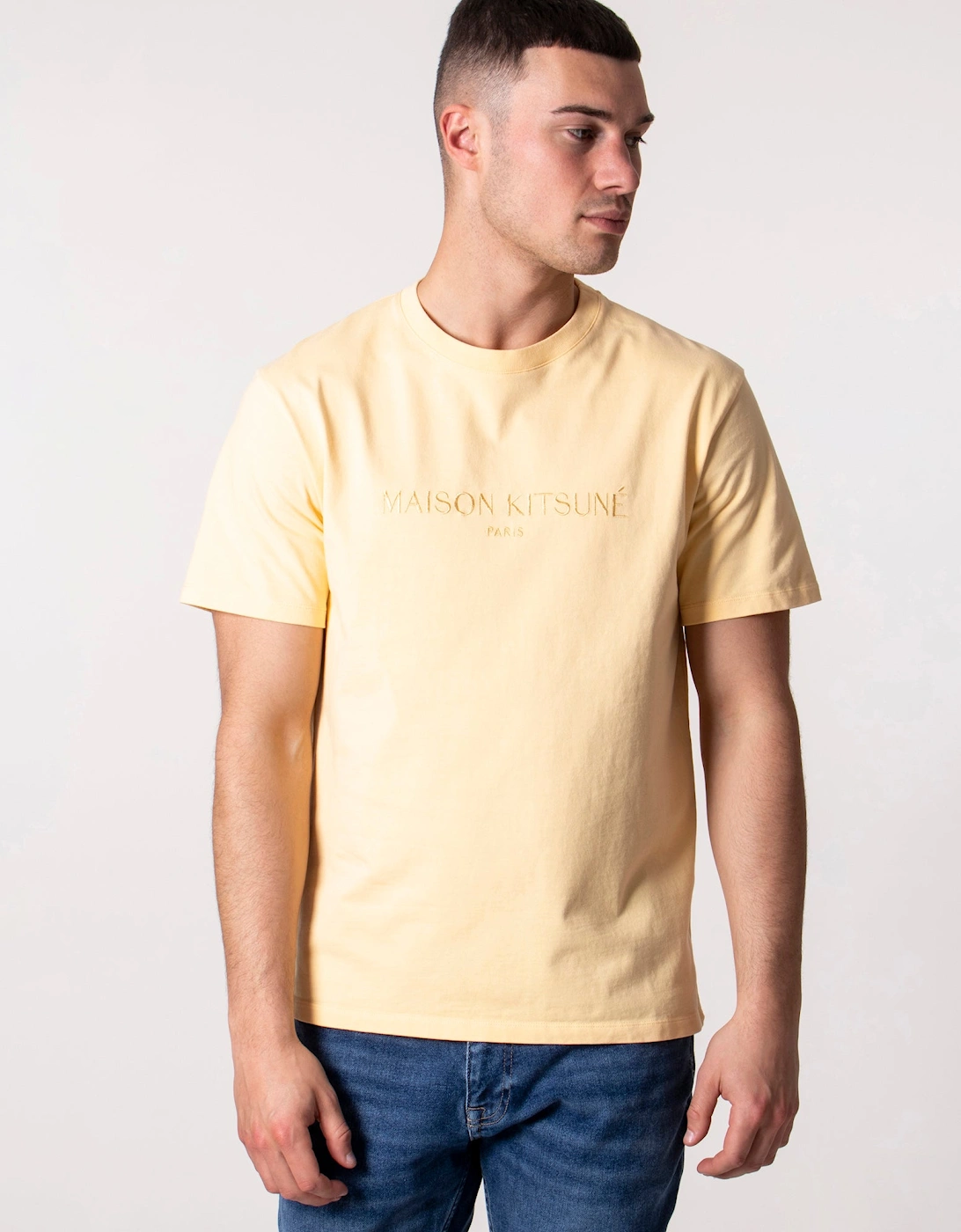 Men's Slim Fit Embroidery Classic T-Shirt - P810 Shirt Pale Orange- [Size: XXL only]