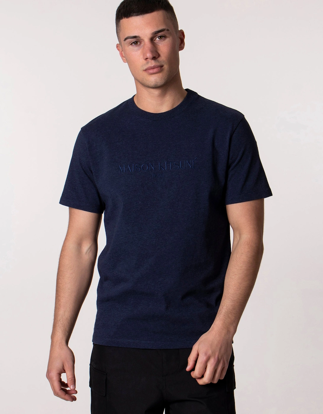 Men's Slim Fit Embroidery Classic T-Shirt - H481 Shirt Navy Melange- [Size: L only]