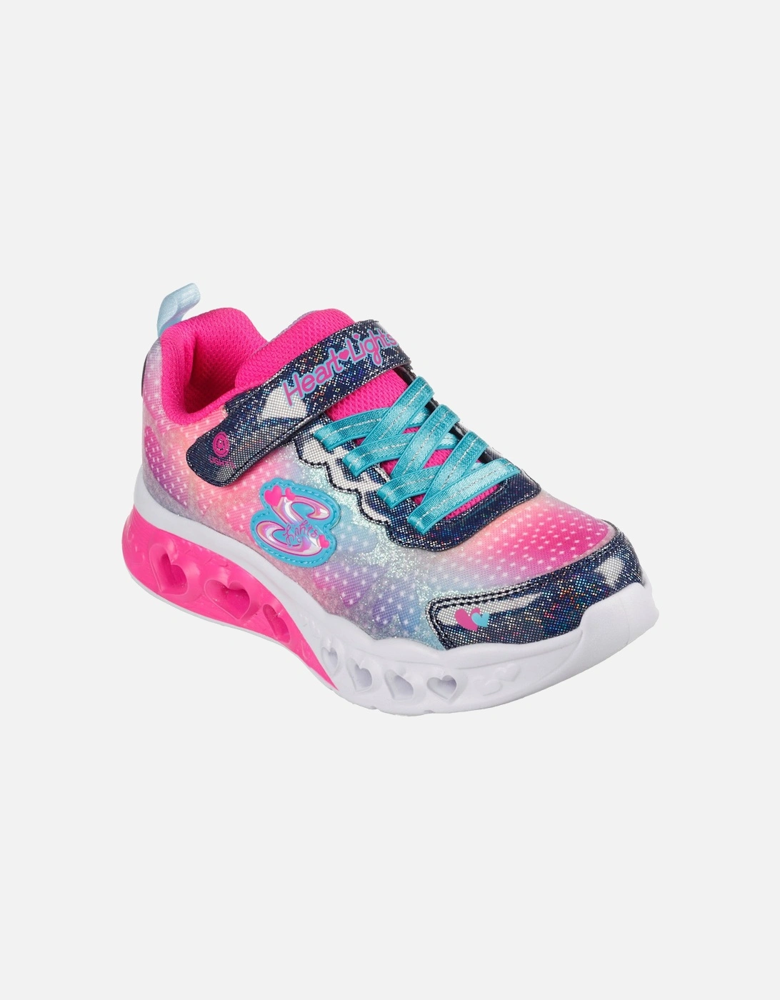 Girl's Skechers  Flutter Heart Lights Simply Love Trainers - Multi-Colour/Blue/Multi/Navy Multi