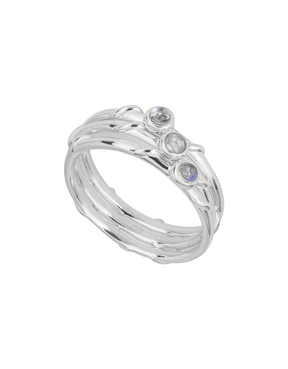 Triple stacking ring Rainbow Moonstone, 2 of 1