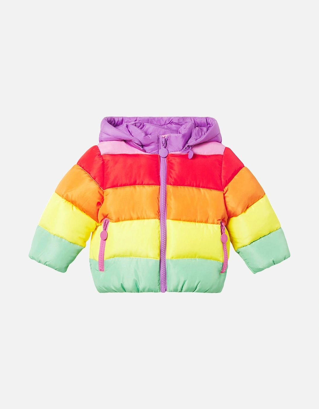 Baby Girls Rainbow Puffer Jacket Multi Coloured, 3 of 2