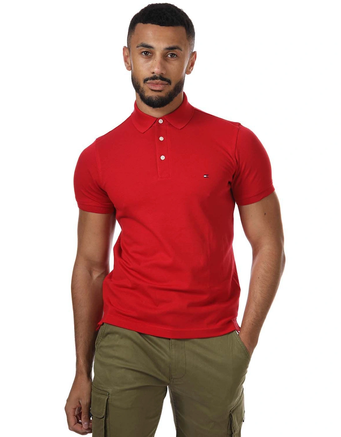 Men's Mens Slim Fit Polo Shirt - Red- [Size: XS only]