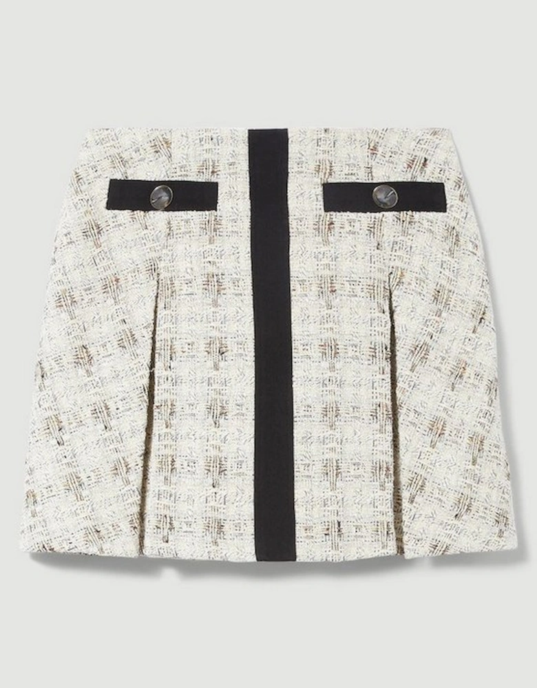 Tweed Pocket Detail Aline Mini Skirt