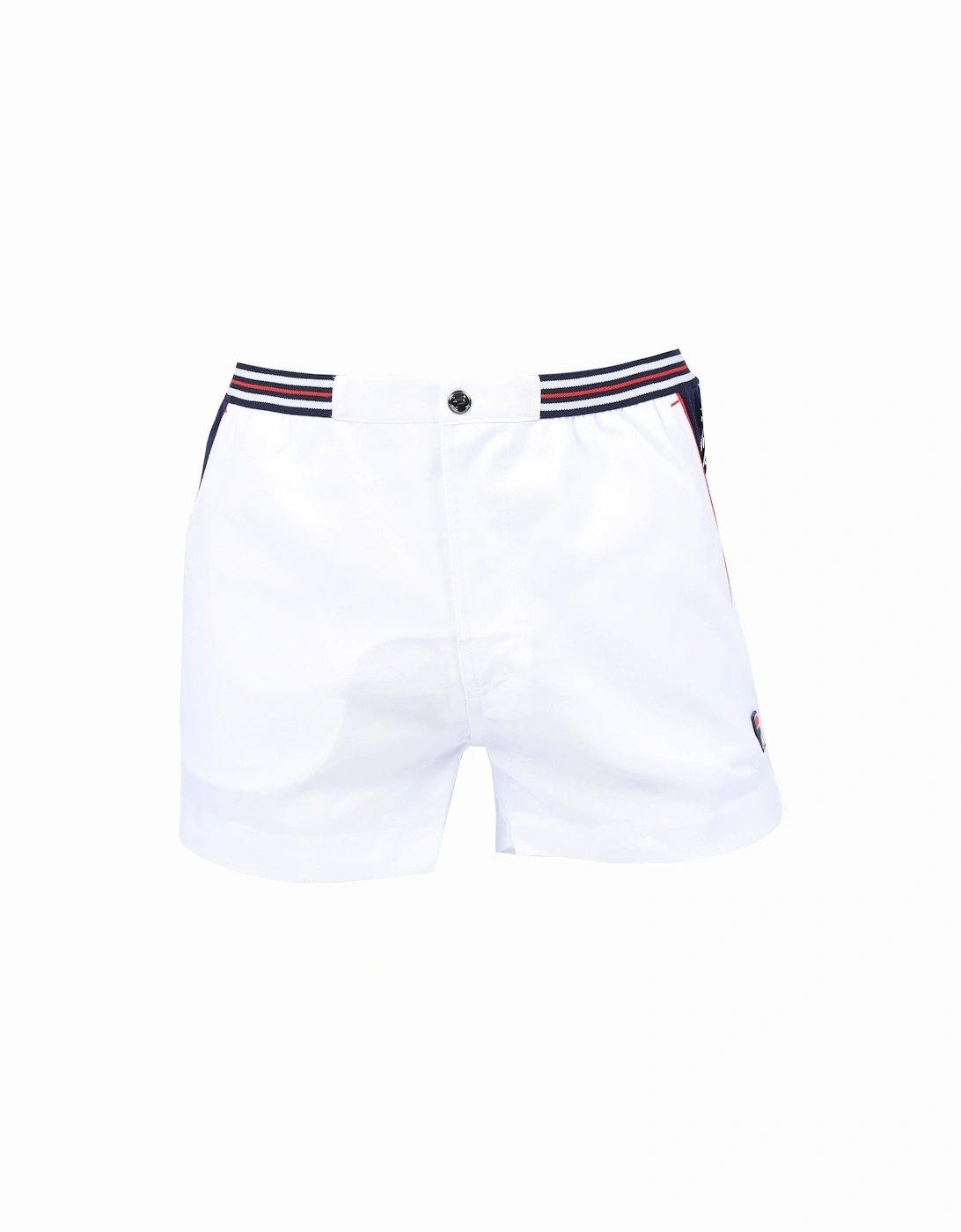 Men's Fila Vintage Hightide 4 Terry Pocket Stripe Shorts White/white/navy - Multi-Colour/White/Multi/White Blue
