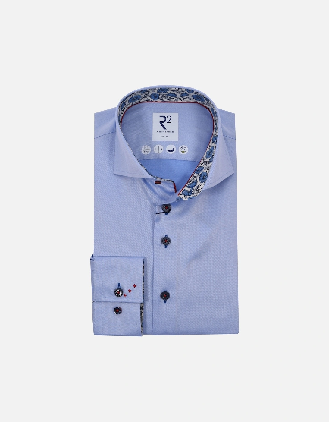 Cutaway Collar Shirt Trimmed With Liberty Print Light Blue, 5 of 4