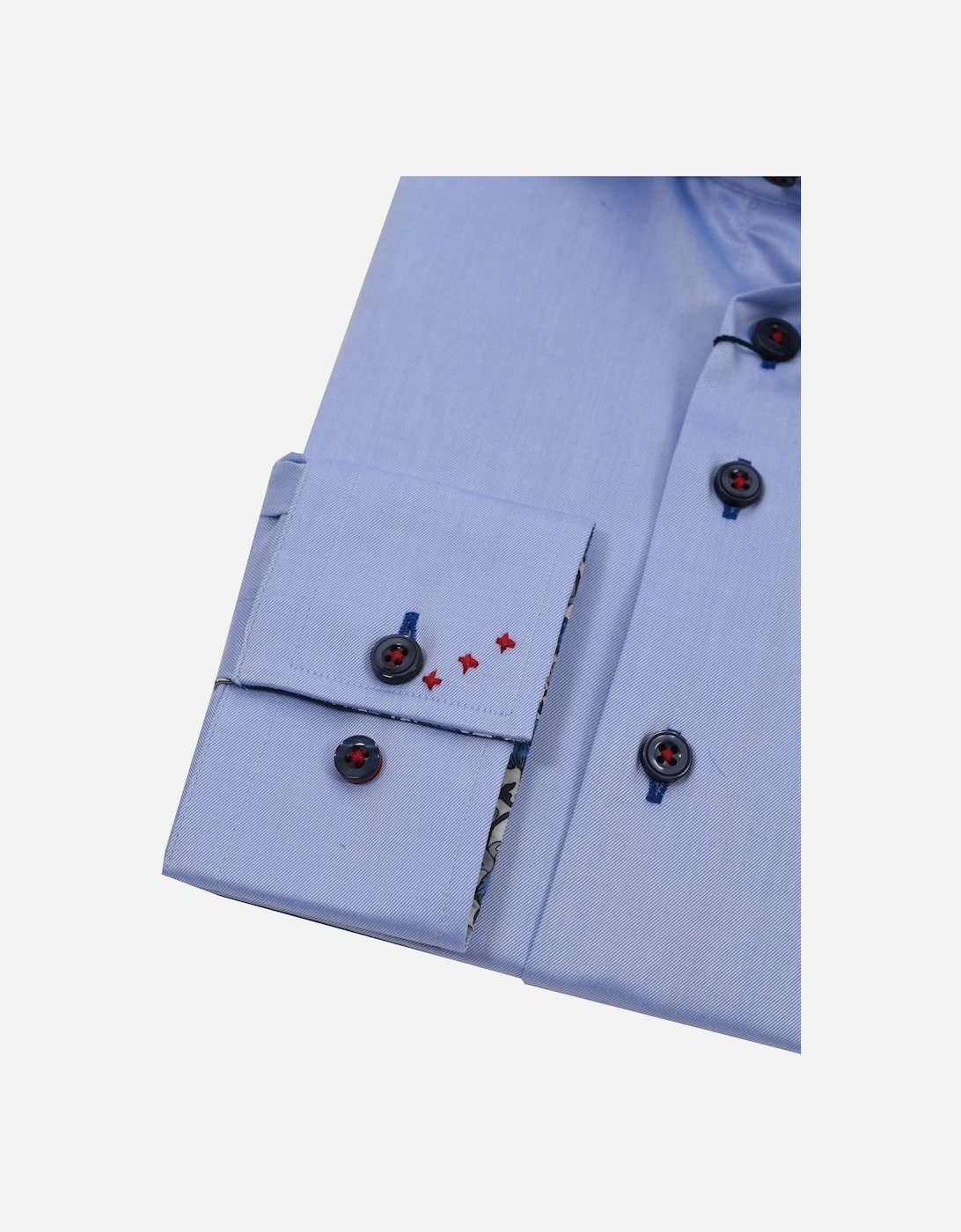 Cutaway Collar Shirt Trimmed With Liberty Print Light Blue