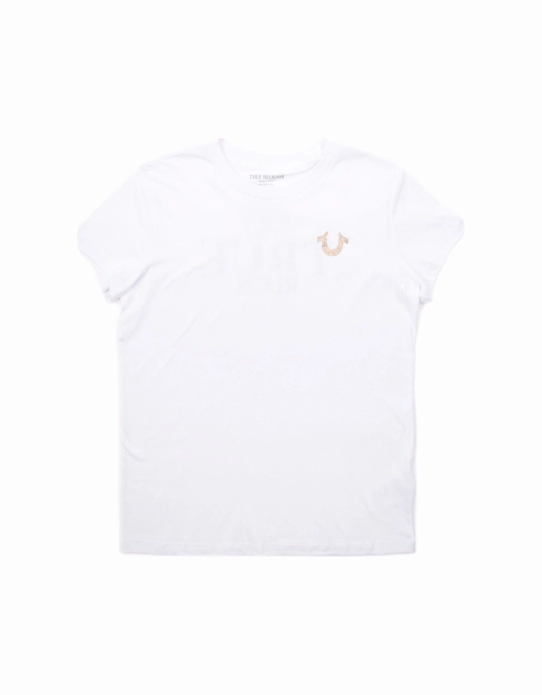 Women's Womens Glitter Logo T-Shirt - White- [Size: 14 only]