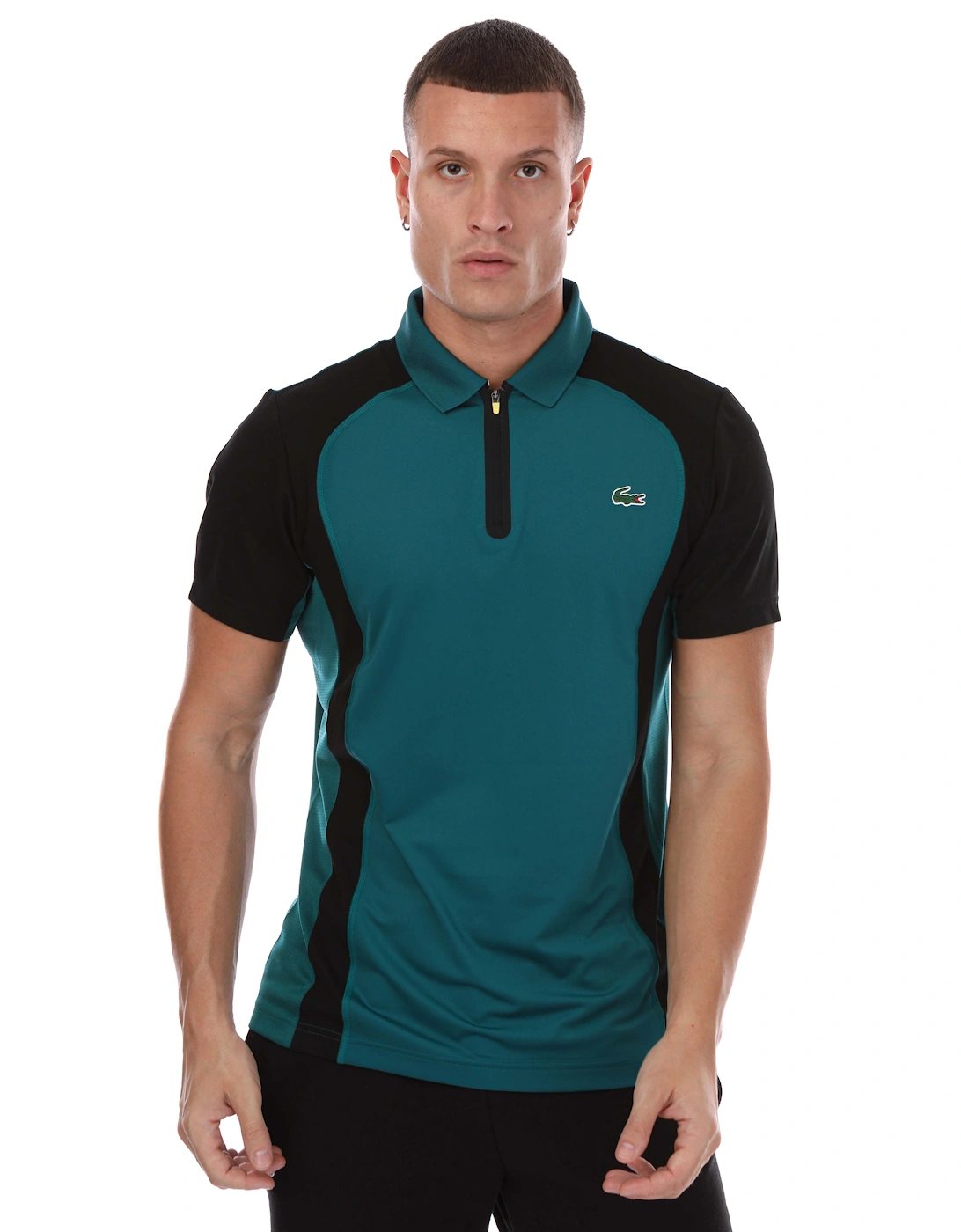  Mens Sport Colour-Block Ultra Dry Pique Polo Shirt in Green black - Size X-Small