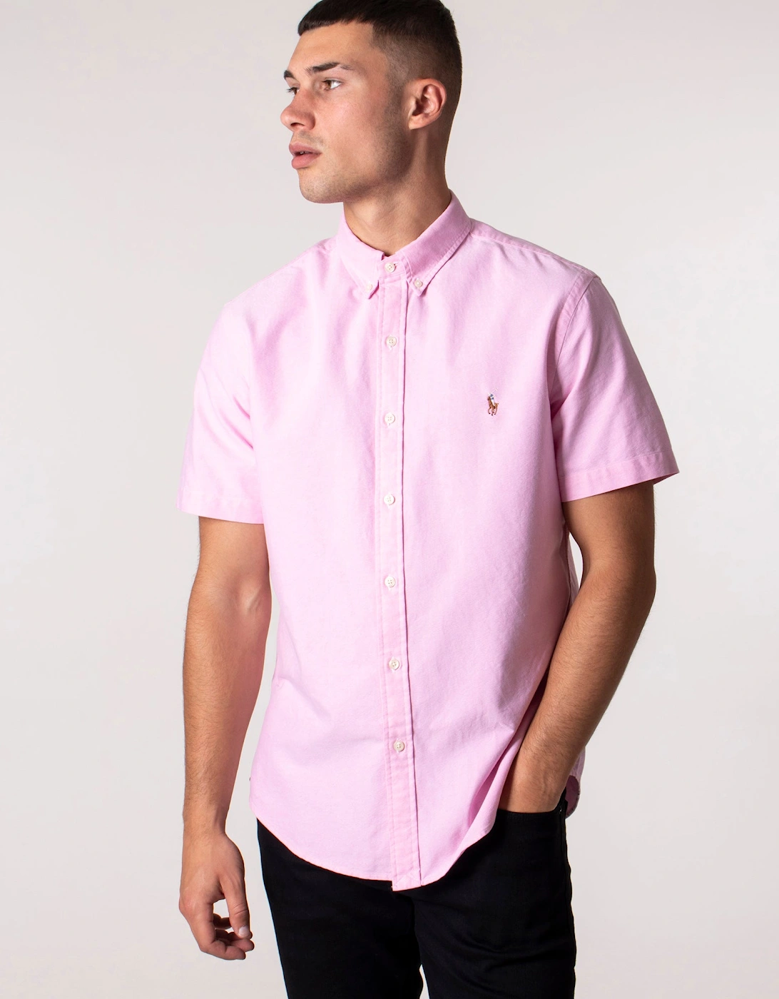 Polo Ralph Lauren Men's Slim Fit Lightweight Short Sleeve Shirt - New Rose - Size: 38/Regular