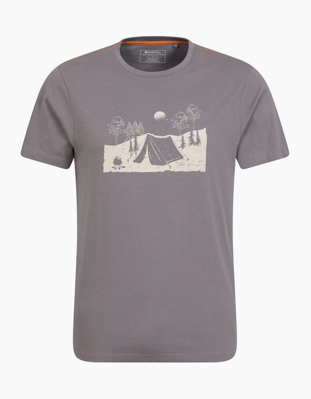 Men's Mountain Warehouse Mens Camping Sketch Organic T-Shirt - Grey - Size: 42/Regular