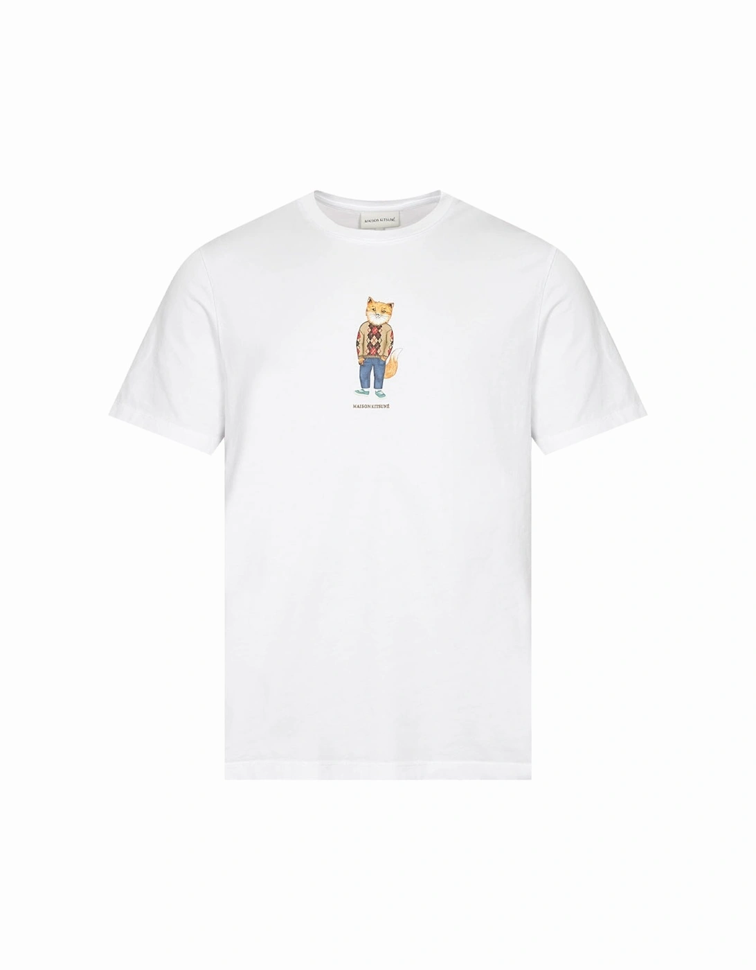 Maison Kitsune Men's Dressed Fox T-Shirt - White - Size: X-LARGE