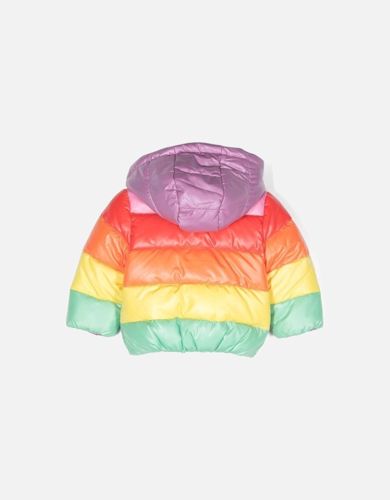 Baby Girls Rainbow Puffer Jacket Multi Coloured