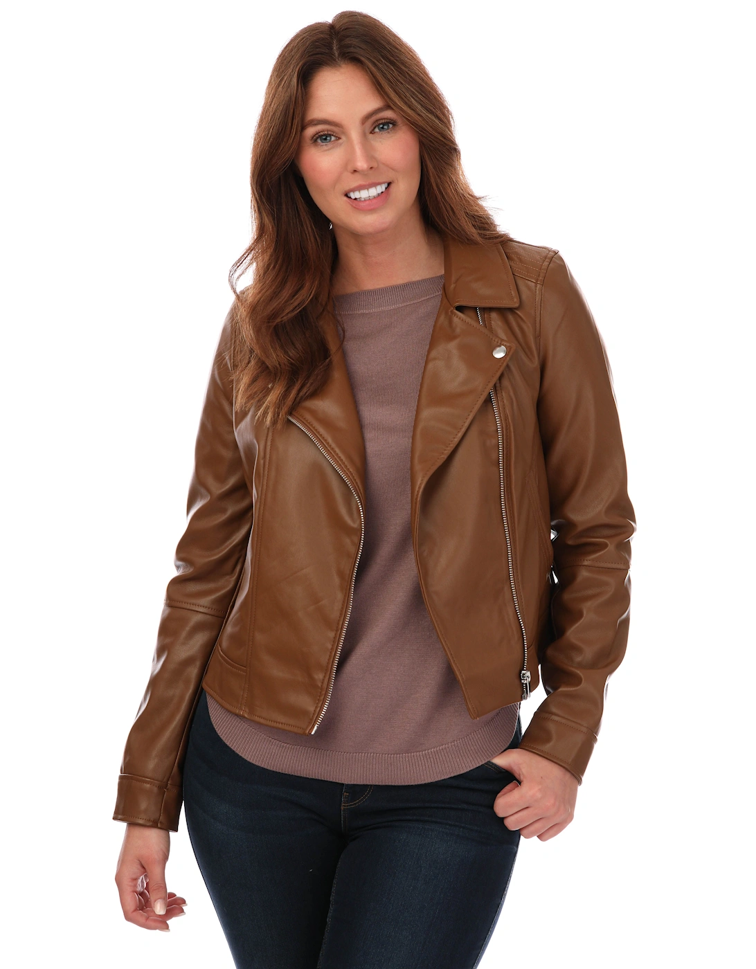 Women's Womens Bella Annabel Faux Leather Jacket - Brown/Medium (Shade)/Cognac