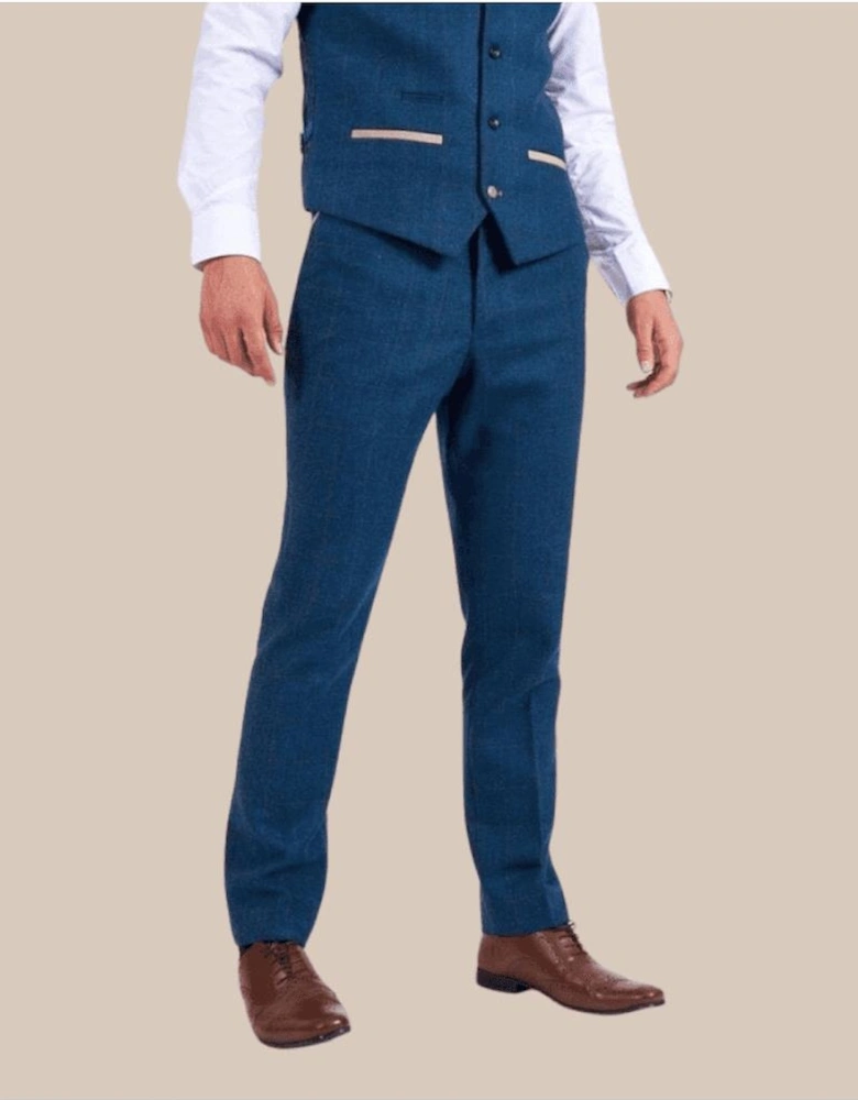 Dion Blue Herringbone Tweed Trousers