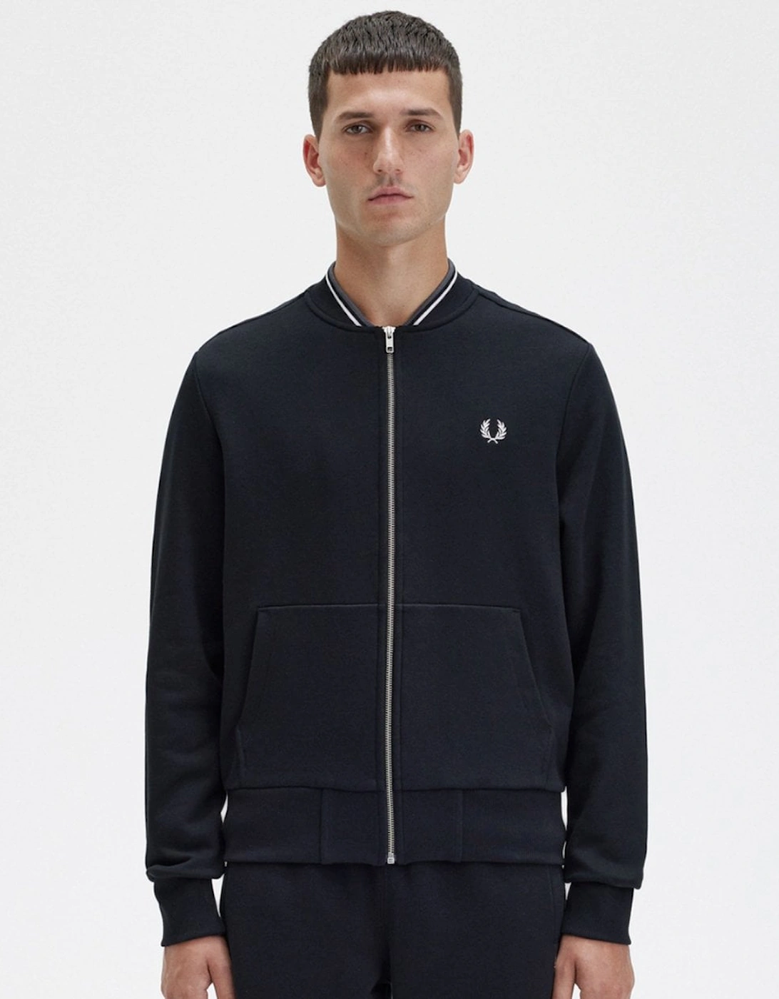 Men's Fred Perry Mens Zip Through Sweatshirt - Black - Size: 38/Regular