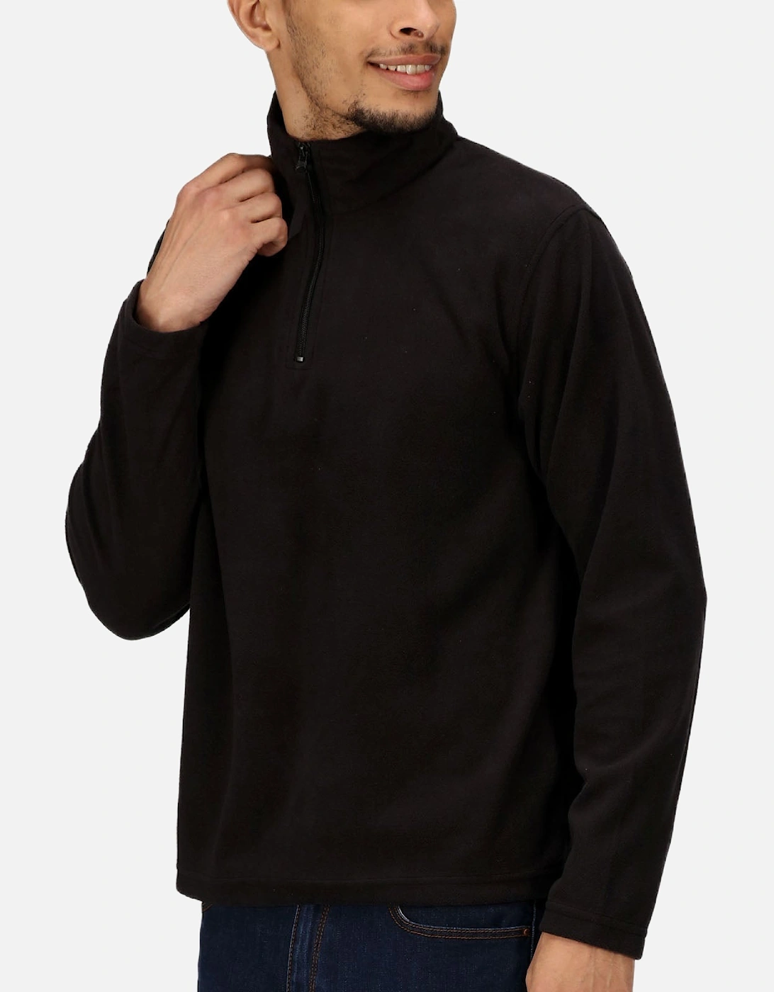 Men's Professional Mens Micro Zip Pullover Half Zip Fleece - Black - Size: M