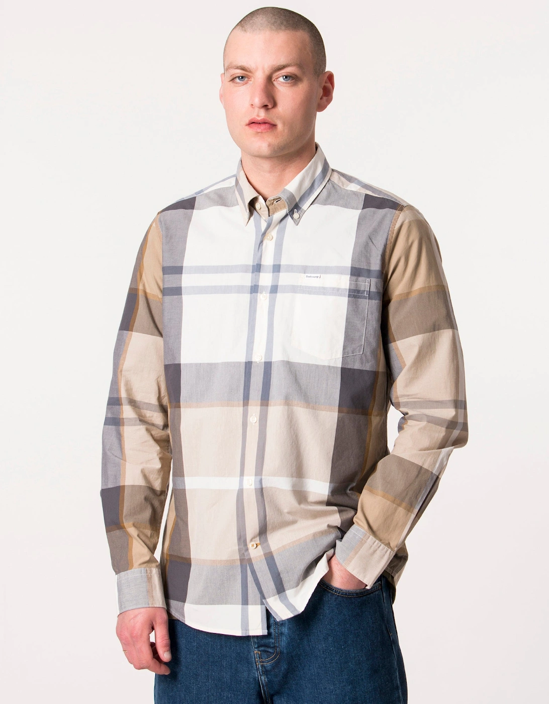 Barbour Men's Harris Tailored Shirt - Tn Amble Sand Tartan - Size: 42/Regular