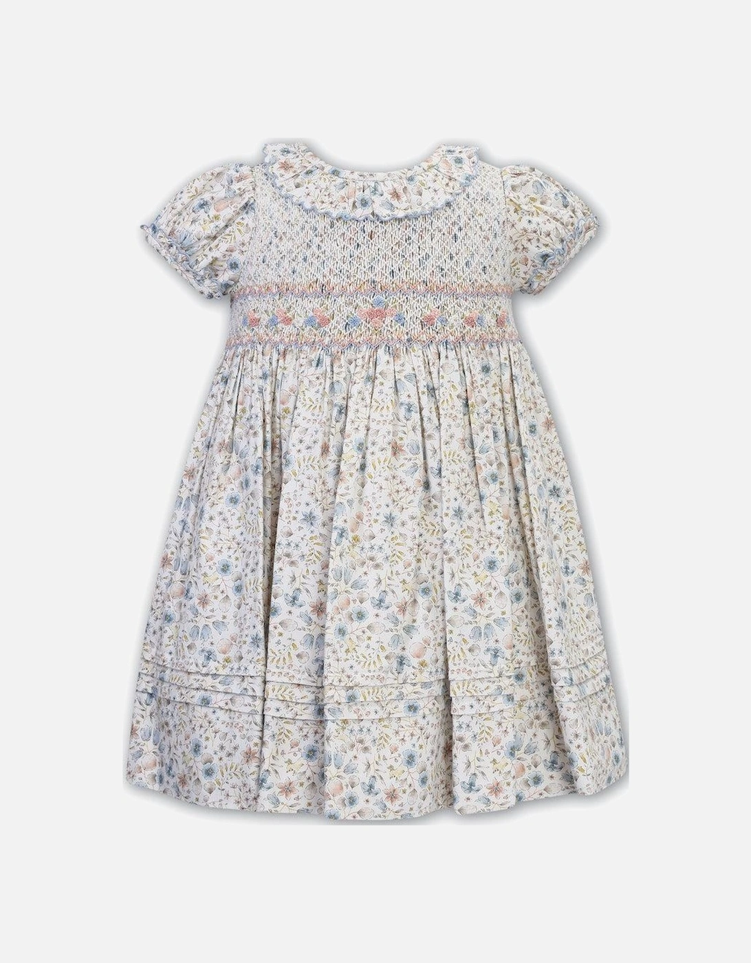 Girls Ivory / Blue Woodland Print Dress, 2 of 1