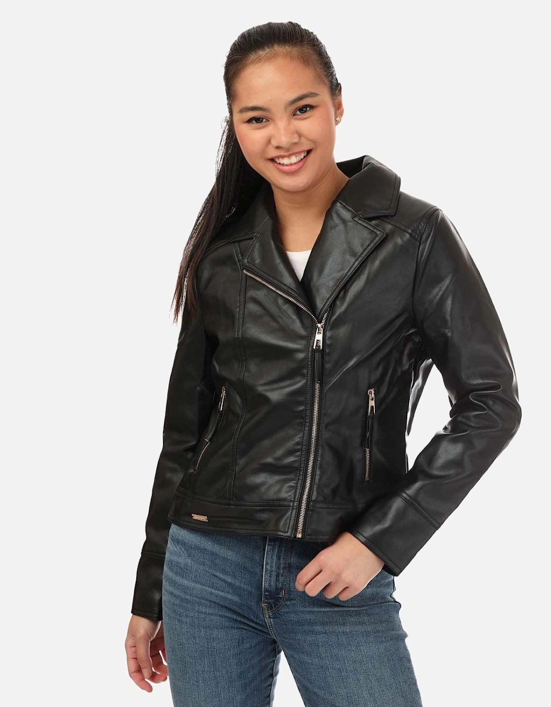 Harvey & Jones Women's Womens Roxanne Faux Leather Jacket - Black - Size: 16
