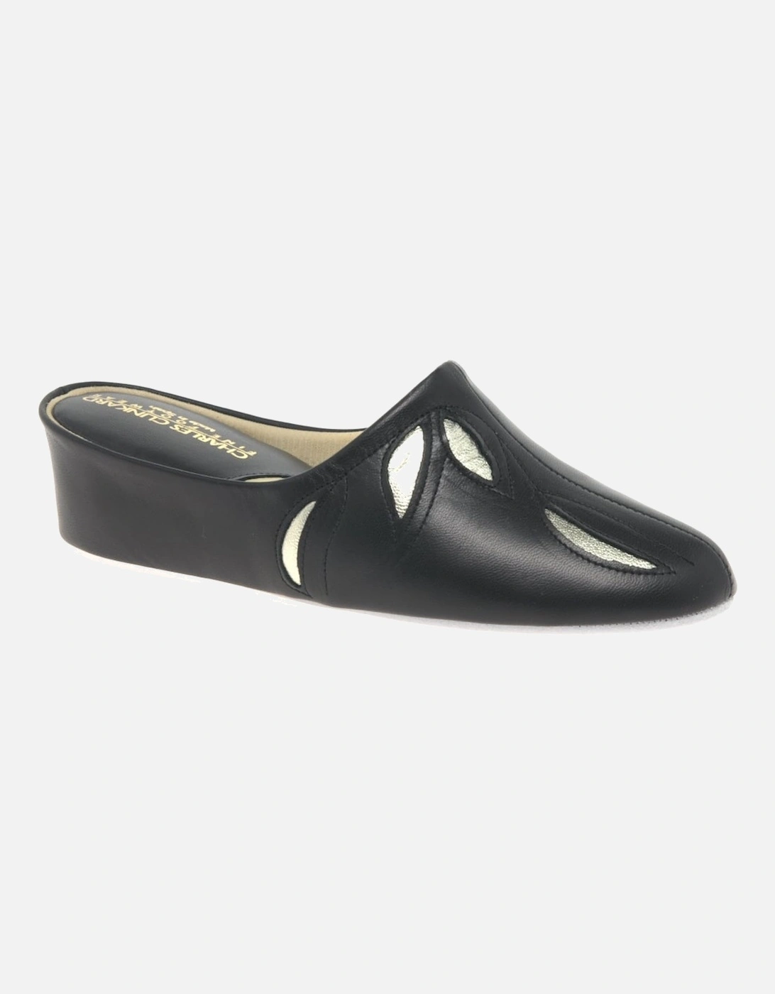 Relax Slippers Molly Black Leather Slipper Colour: Black, Size: 8