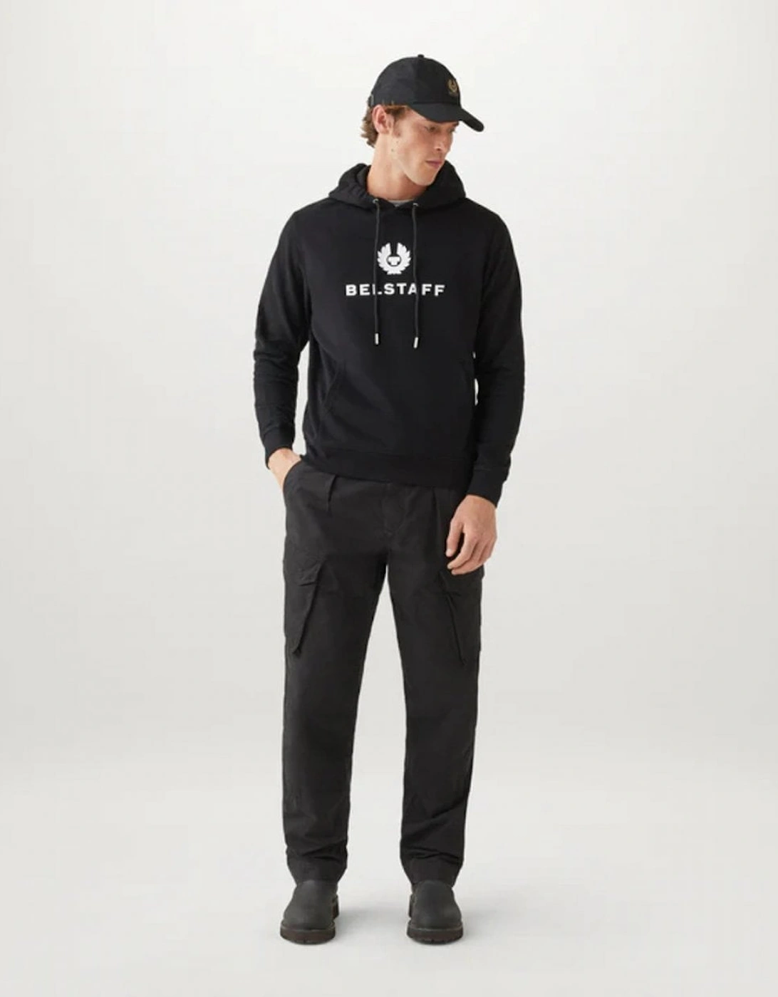 Men's Belstaff Mens Signature Hoodie - Black Off White - Size: 40/Regular