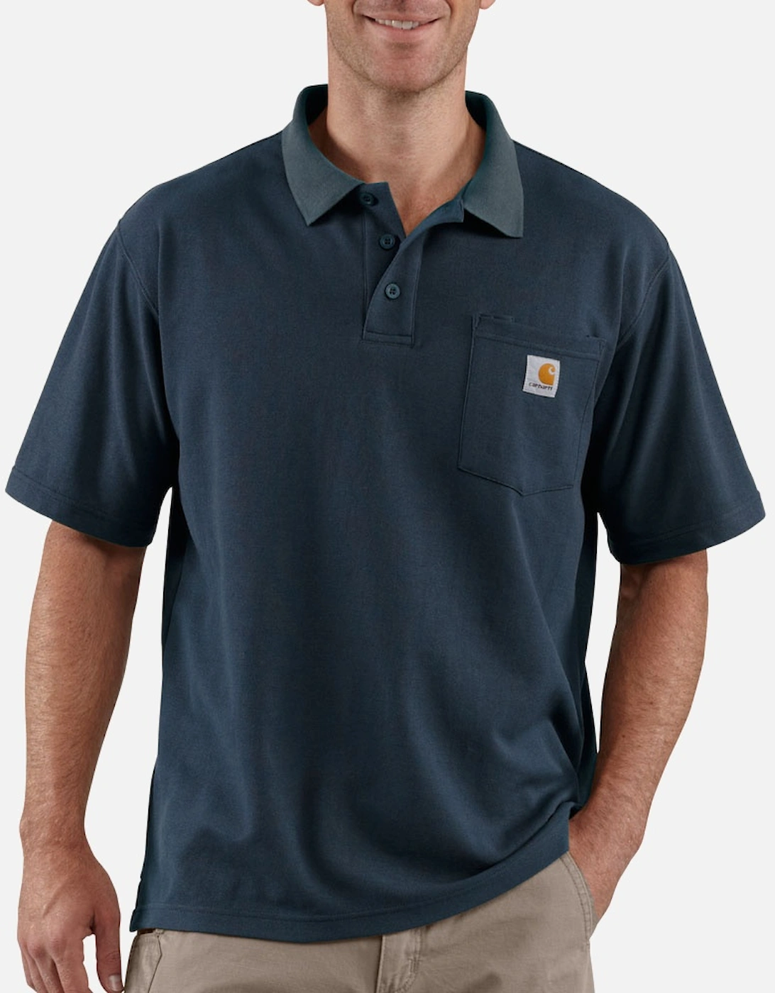 Carhartt Mens Short Sleeve Rib Knit Button Work Pocket Polo Shirt, 2 of 1