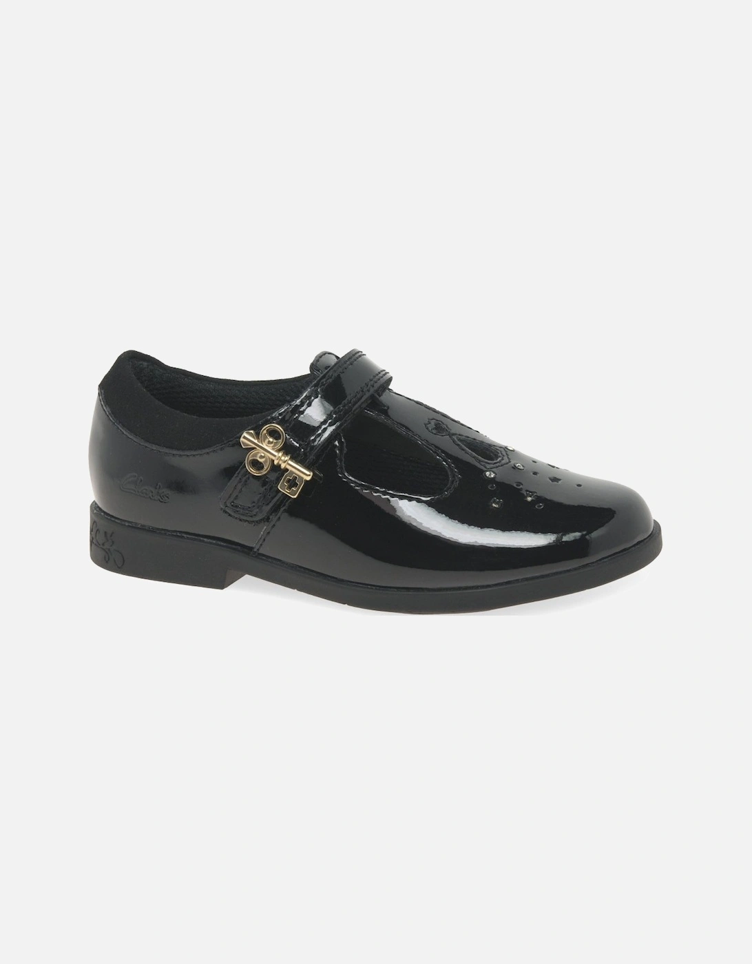 Clarks Girl's Lock Shine K Girls School Shoes - Black - Size: 12/F (Standard)