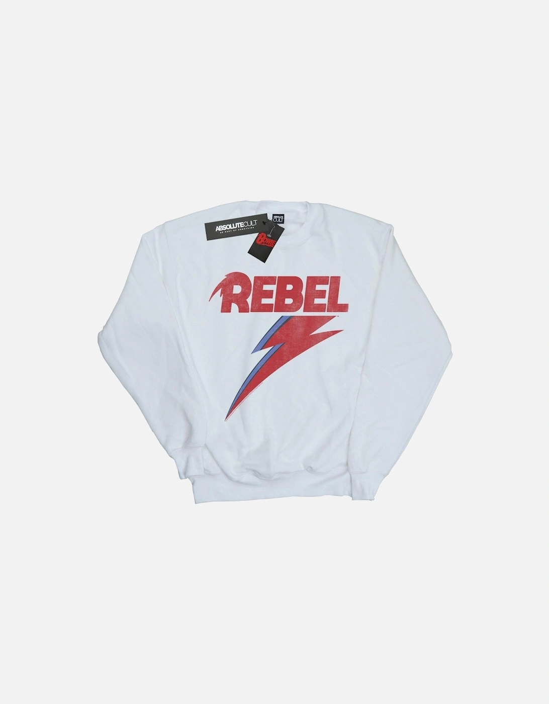 Men's David Bowie Mens Distressed Rebel Sweatshirt - White - Size: 48/Regular