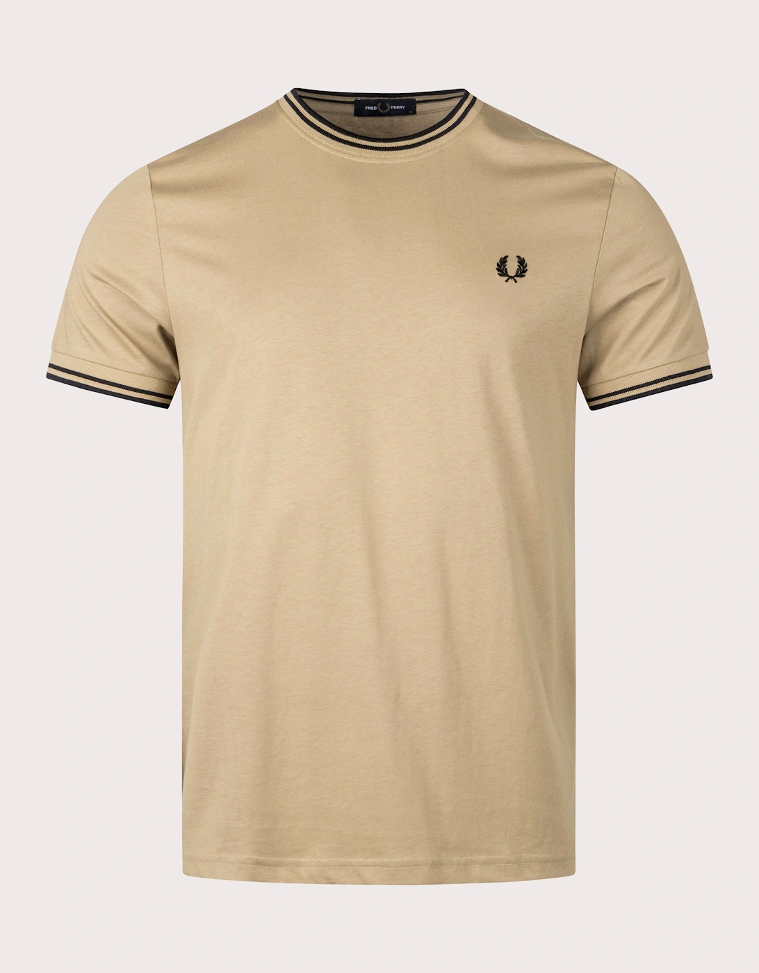 Fred Perry Men's Twin Tipped T-Shirt - Warm Stone Black - Size: Regular/36