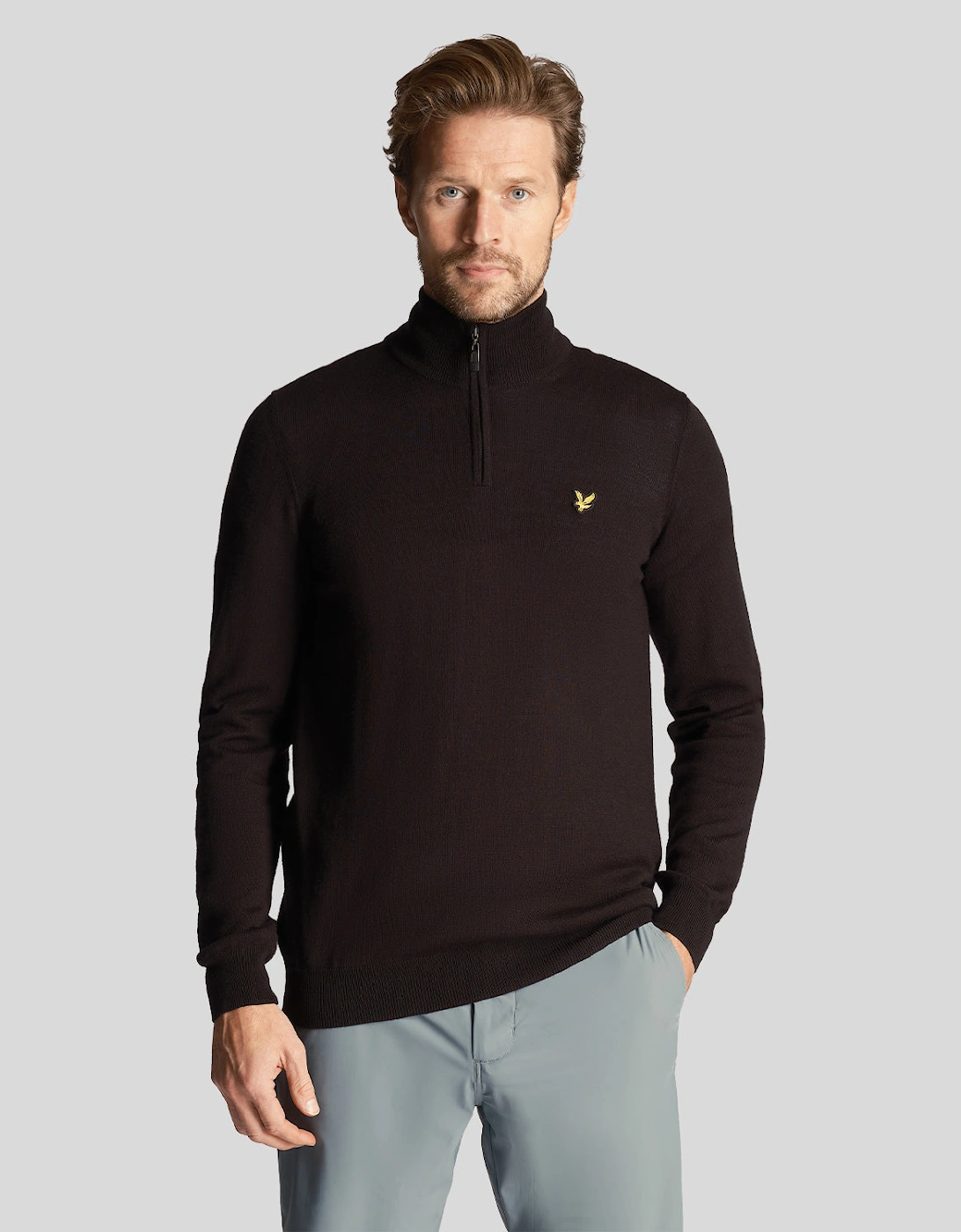Lyle And Scott Men's Golf Core 1/4 Zip Merino Jumper - Black - Size: 38/Regular