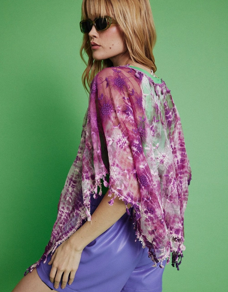 Purple Vintage Lace Poncho