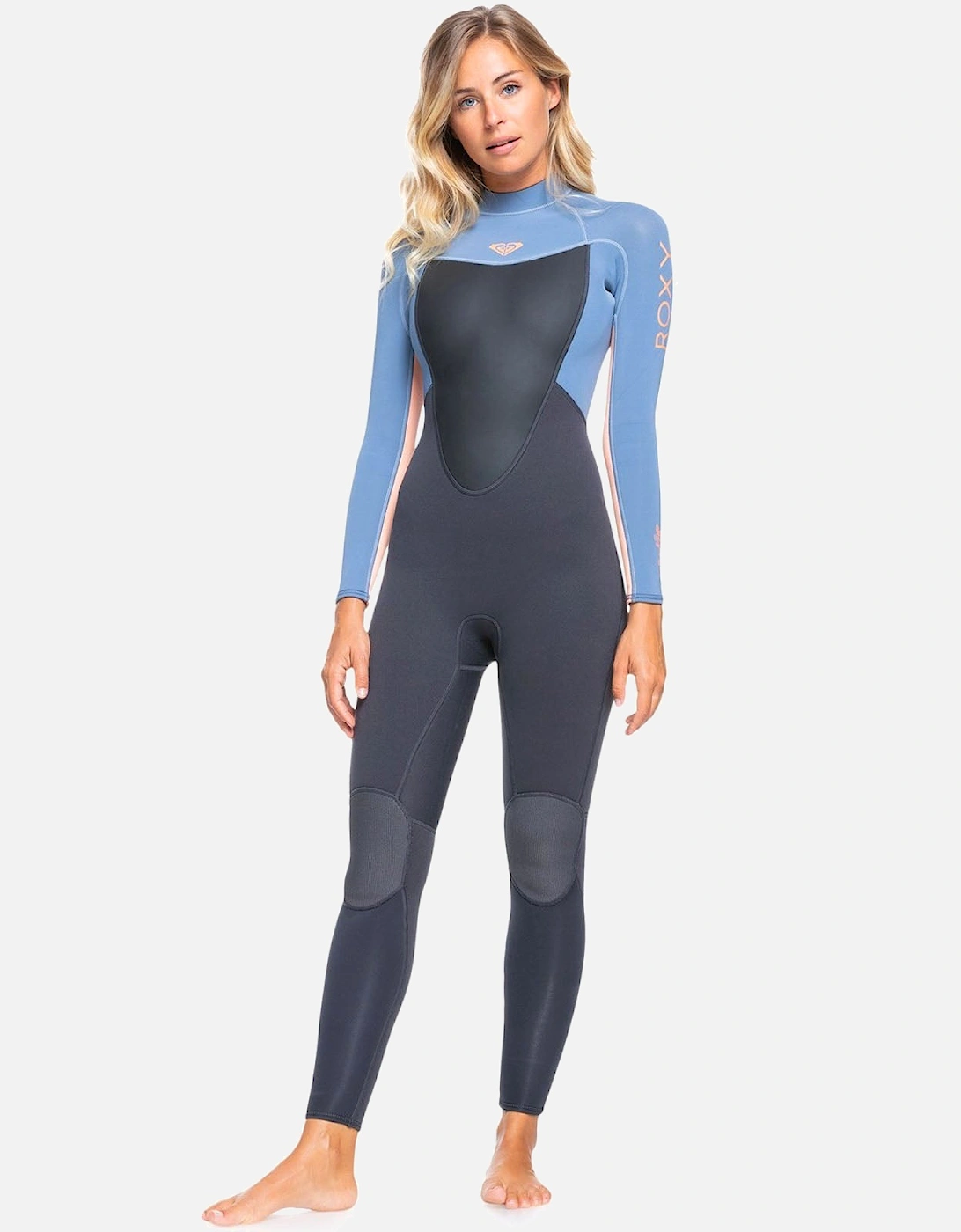 Roxy Women's Prologue 4/3mm Back Zip Wetsuit (2022) | Black, Powder Grey & Sunglow| UK 12