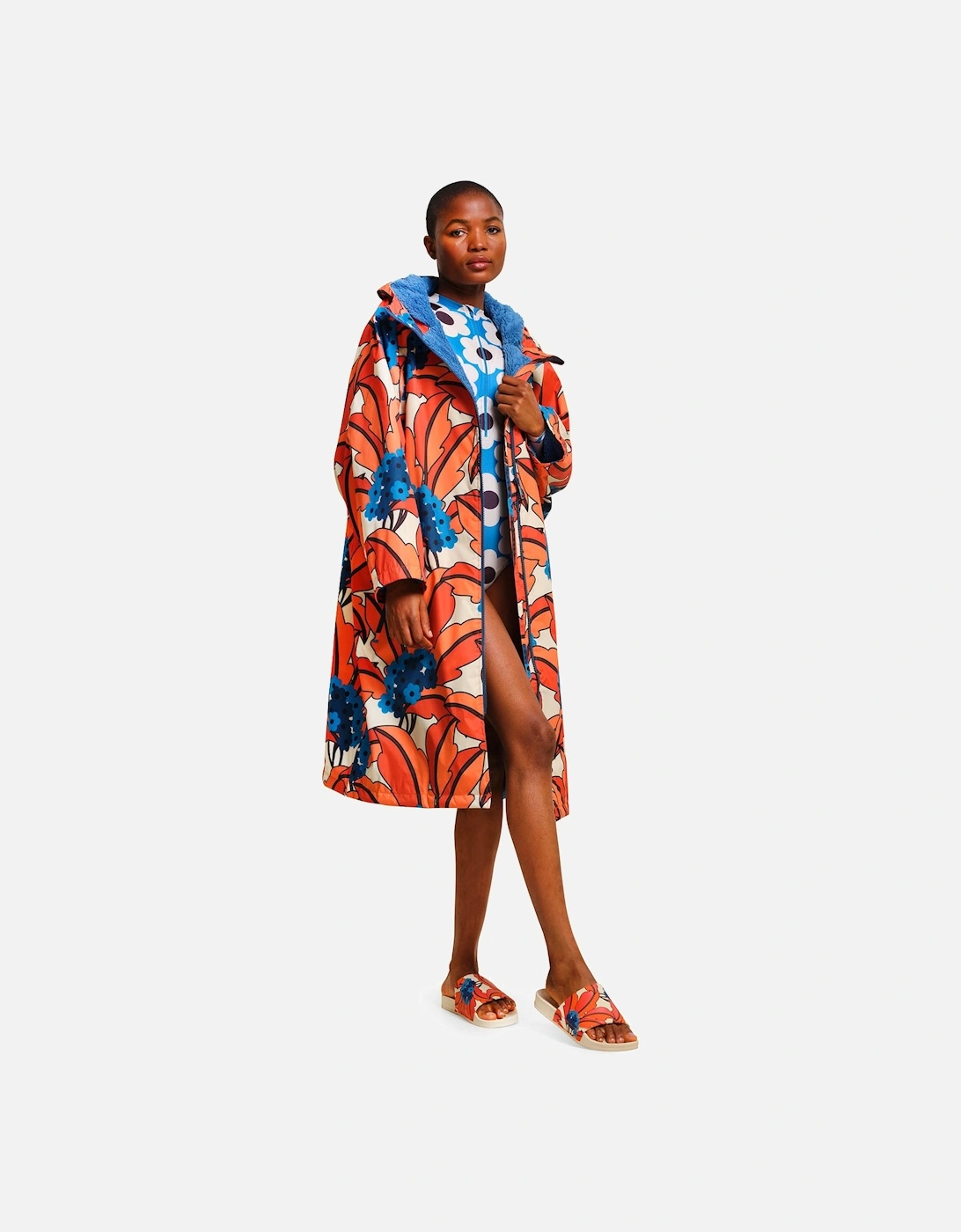 Women's Regatta Womens Orla Kiely Waterproof Fleece Lined Changing Robe - Orange Tropical - Size: ONE size