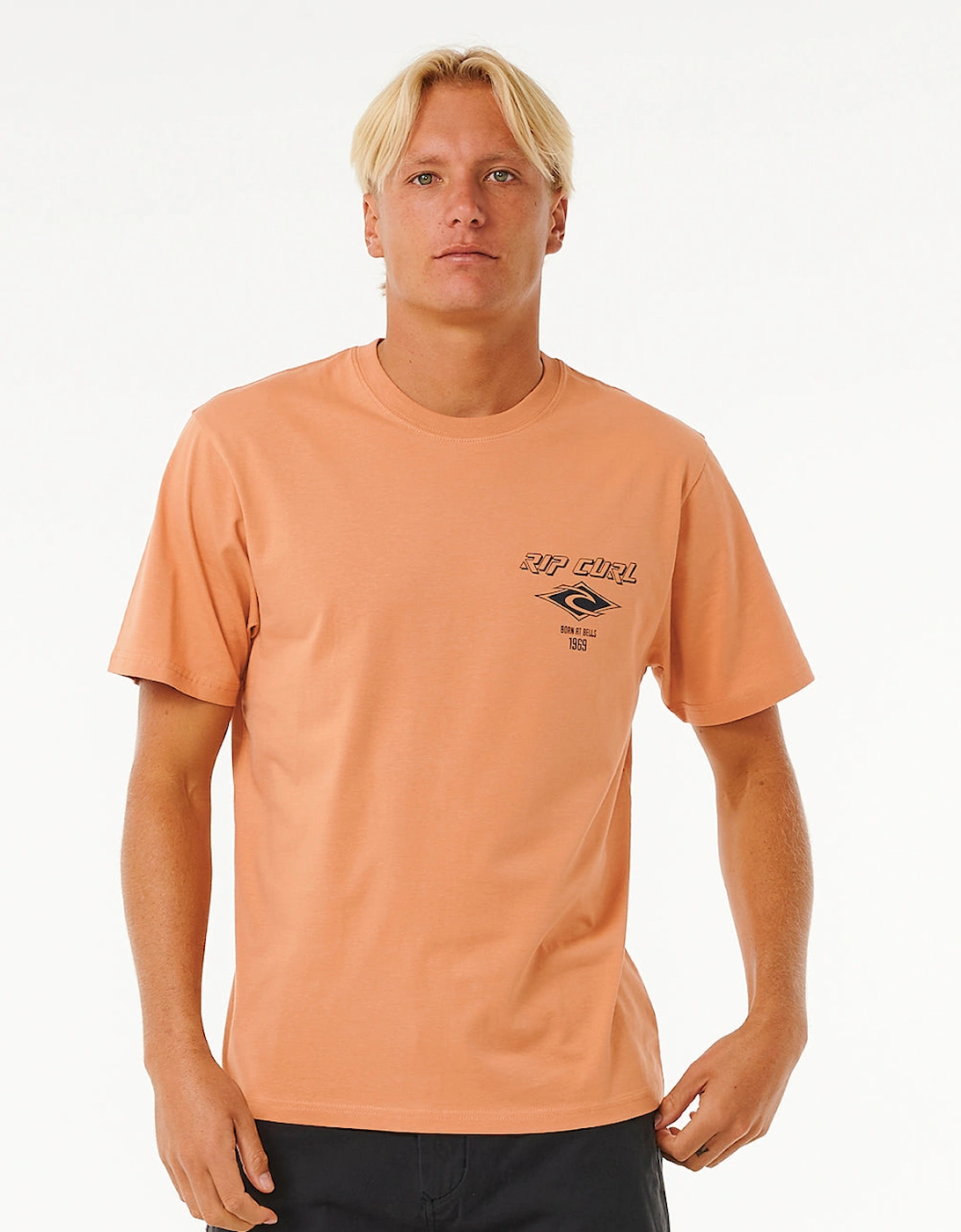 Ripcurl Men's Rip Curl Mens Fade Out Icon Short Sleeve T-Shirt - Brown - Size: 38/Regular
